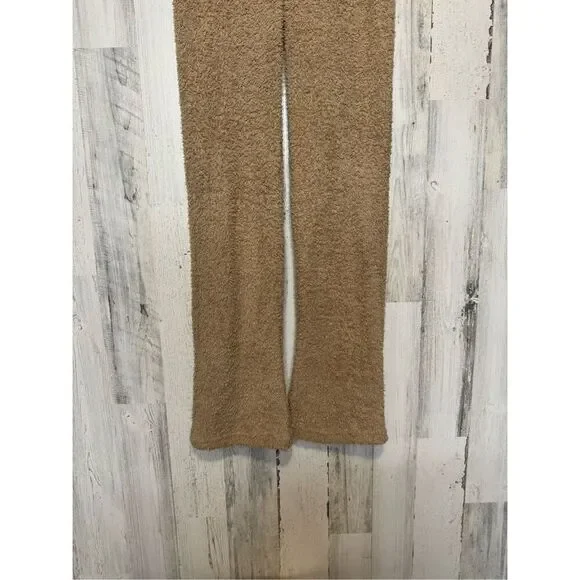 If It Were Me Teddy Lounge Set XS | Fuzzy Bralette & Wide Leg Pants | Cozy Tan T - Picture 10 of 11